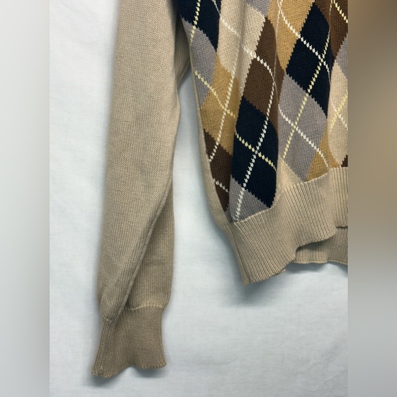 Tuttle Golf Collection Argyle Sweater | 100%‎ Cotton | Size Large | Cream, Grey - Picture 4 of 7